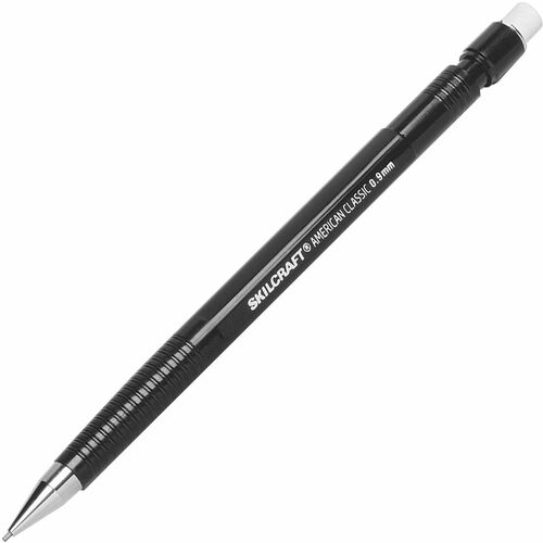 SKILCRAFT Mechanical Pencil, .9mm, Bold Point,1 Dozen, BK Barrel