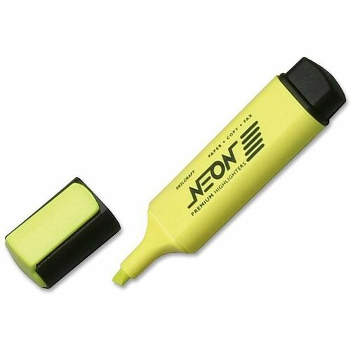 SKILCRAFT Highlighter, Chisel Tip, Flat, Clip, 1 Dozen, YW Ink
