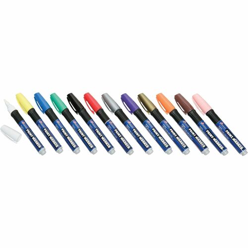 SKILCRAFT Paint Markers, Oil Based, Medium Point, 12/ST, Assorted
