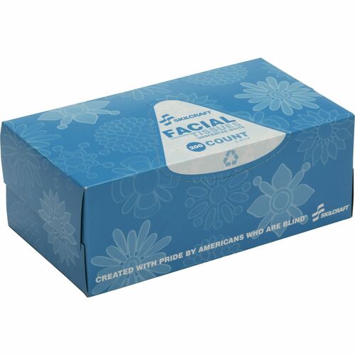 SKILCRAFT Facial Tissues, 2-Ply, 200/Box, 6 Boxes/PK, White