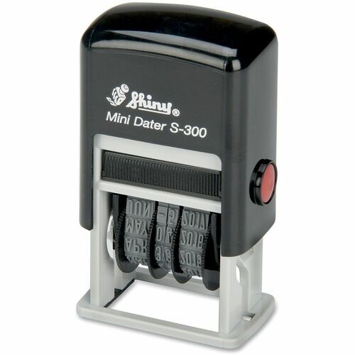 SKILCRAFT Self-inking Line Dater, 3 Phrases/10 Yr Bands,1/4"x1",RD Ink