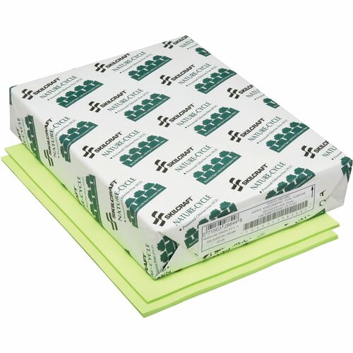 SKILCRAFT Colored Copy Paper, 8-1/2"x11", 20lb, 500Sht/RM, Neon GN