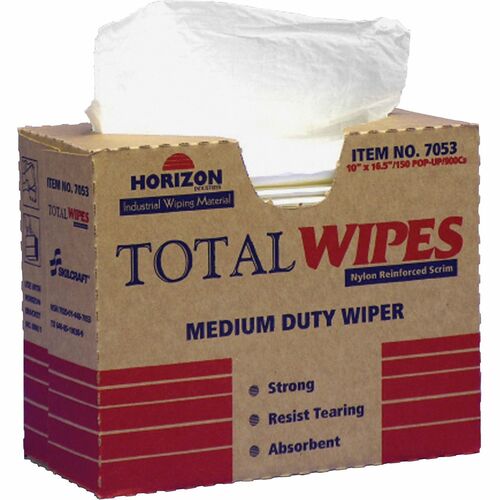 SKILCRAFT All-Purpose Wipers, Med Duty, 4-ply, 10"x16-1/2", 150/BX, WE