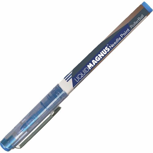 SKILCRAFT Rollerball Pen, 0.5mm, Micro Point, 1 Dozen, Blue Ink
