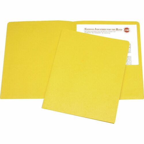 SKILCRAFT Portfolio, 2 Pockets, 3/8" Expansion, Letter, 25/BX, Yellow