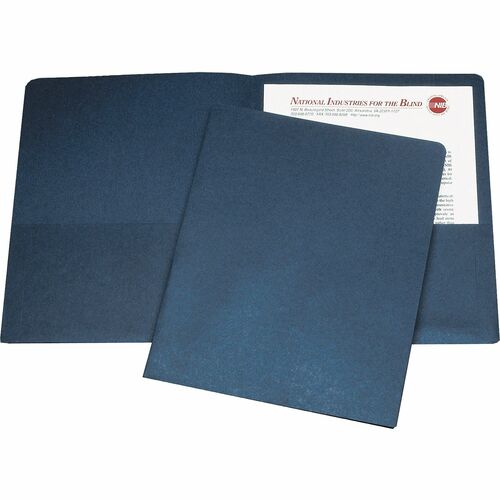 SKILCRAFT Portfolio, 2 Pockets, 3/8" Exp, Letter, 25/BX, Dark Blue