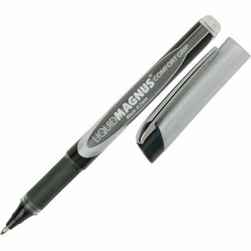 SKILCRAFT Roller Ball Pens, Comfort Grip, 0.7mm, Fine, 4/PK, Black Ink