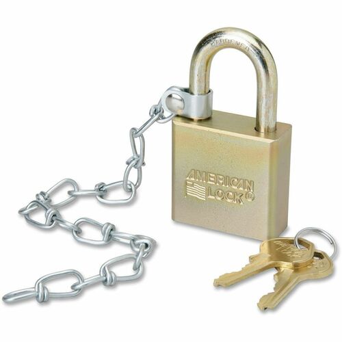 SKILCRAFT Keyed Padlock, 1-1/8"H Shackle, w/3" Chain, Steel GY