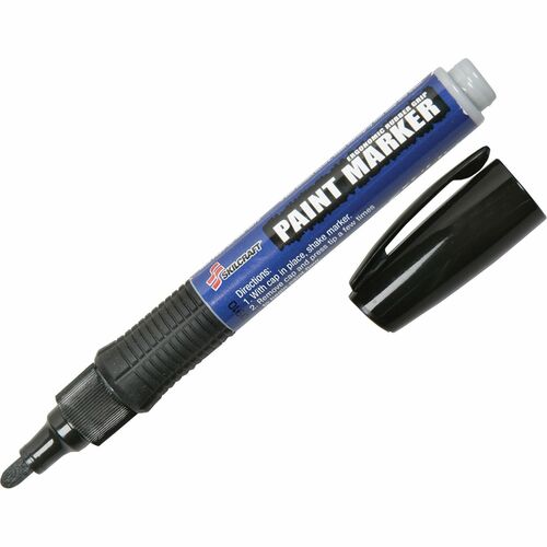 SKILCRAFT Paint Markers, Rubber Grip, Bullet Tip, Med. Pt, 6/PK,Black