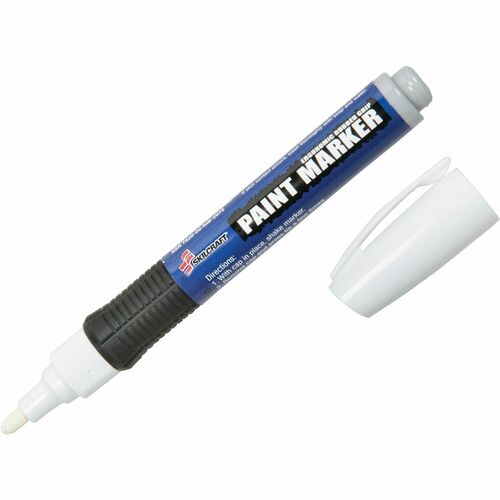 SKILCRAFT Paint Markers, Rubber Grip, Bullet Tip, Med. Pt, 6/PK,White