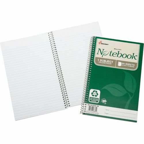 SKILCRAFT 1 Subject Spiral Notebk,College Rld,6"x9-1/2",80Shts,3/PK,WE