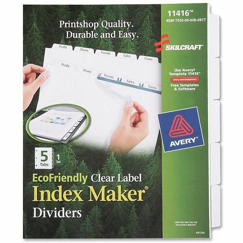 SKILCRAFT Index Divider Makers, 5/Set, 8-1/5"x11", WE