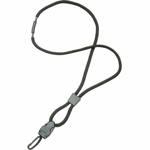 SKILCRAFT Neck Lanyard, Round Cord, Swivel Hook, 36", 1 Dozen, BK