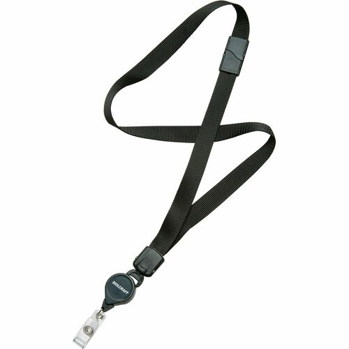 SKILCRAFT Neck Lanyard, w/Retractable ID Card Reel, 1 Dozen, BK