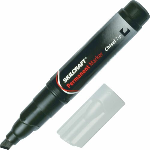 SKILCRAFT Permanent Marker, Jumbo, Chisel Tip, 1 Dozen, BK