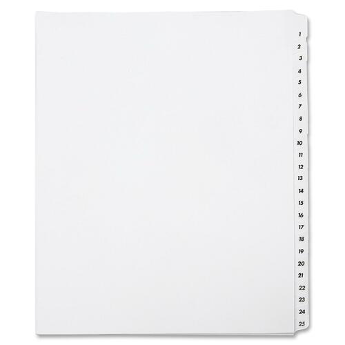 SKILCRAFT Index Divider Set, Letter-size ,Numbered Tabs 1-25, White