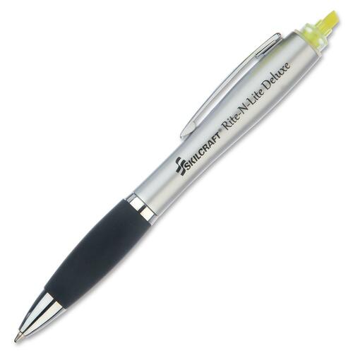 SKILCRAFT Highlighter/Pen Combo, Med/Ballpoint, Chisel Tip, 2/PK,YW
