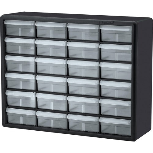 Akro-Mils Storage Cabinet,Plastic,24-Drawer, 6-3/8"x20"x16", BK/CL