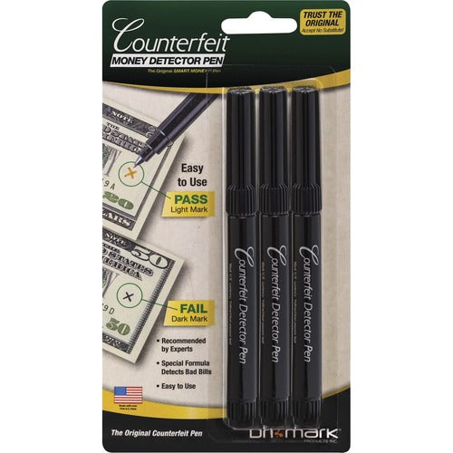 Dri Mark Products Inc Counterfeit Detector Pens, 3/PK, Black-DRI3513B