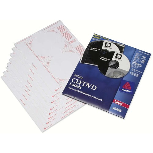 SKILCRAFT Media Labels, Laser/Inkjet, 100 Spine/50 Disc, Matte WE