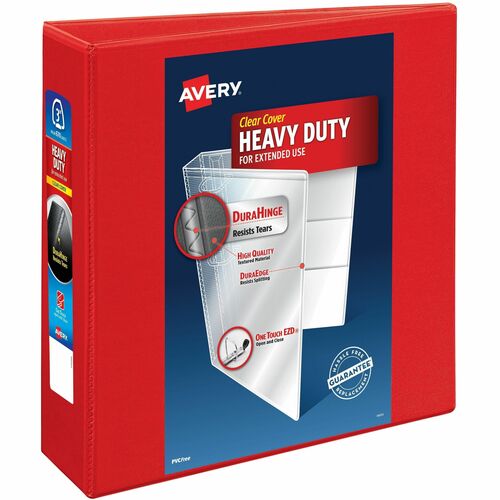 Avery View Binder, Hvy-dty, EZD Ring, 3" Cap, Red