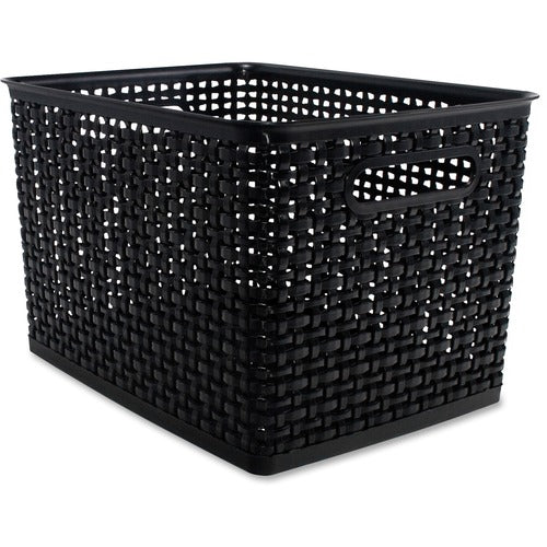 Advantus Corp. Storage Bins, Plastic, 13-1/2"x10-1/2"x8-3/4", 2/PK, Black