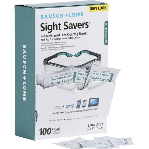 Bausch + Lomb Inc Sight Savers Wipes, Pre-Moistened, Anti-Fog, 100/PK, White