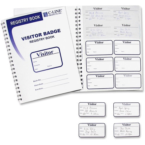 C-Line Visitors Badge, w/Registry Log, 3"x5/8"x1-7/8", 150/BX, WE