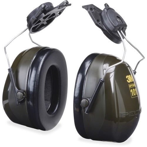 3M Cap-Mount Earmuff, f/Hardhat, 24dB NRR, Black