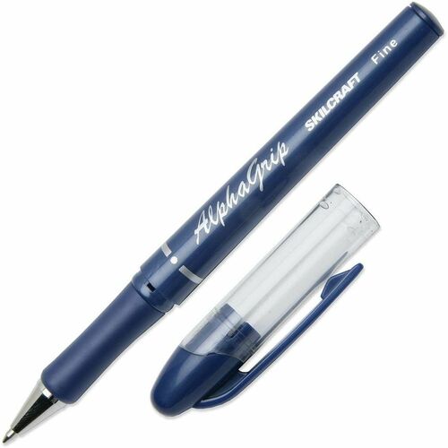 SKILCRAFT Ballpoint Pen,Soft Grip,Refillable,Fine, 1 Dozen,BE Ink/Barrel