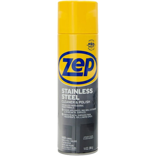 Zep Commercial Stainless Steel Polish, 14oz, Chrome/Black