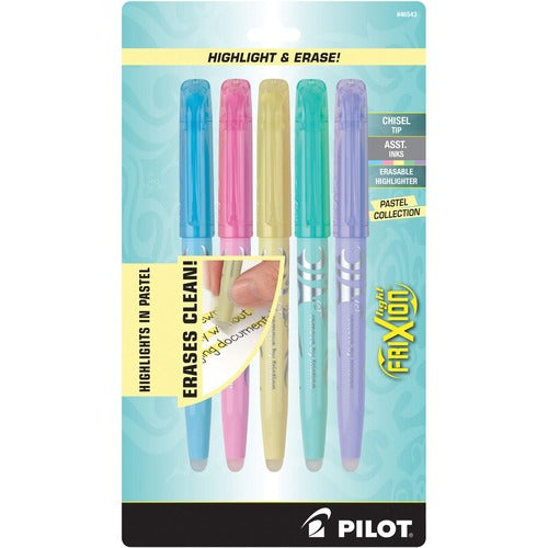 Pilot Erasable Highlighters, Chisel Tip, 5/PK, Ast Pastel