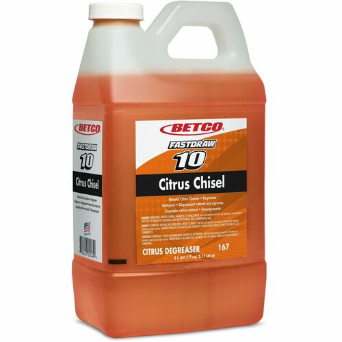 Betco Corporation Cleaner/Degreaser,FastDraw 10,Hvy-dty,Citrus,2L,4/CT,Orange