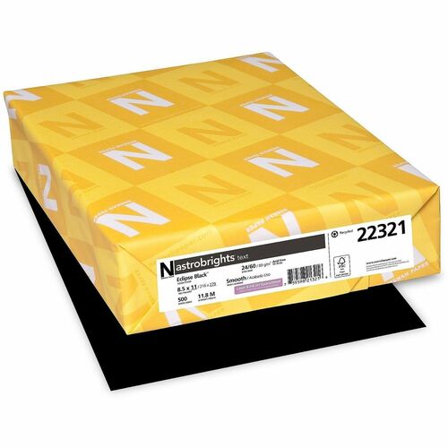 Wausau Papers Copy Paper,24 lb,8-1/2"x11",500 Sheets,Eclipse Black
