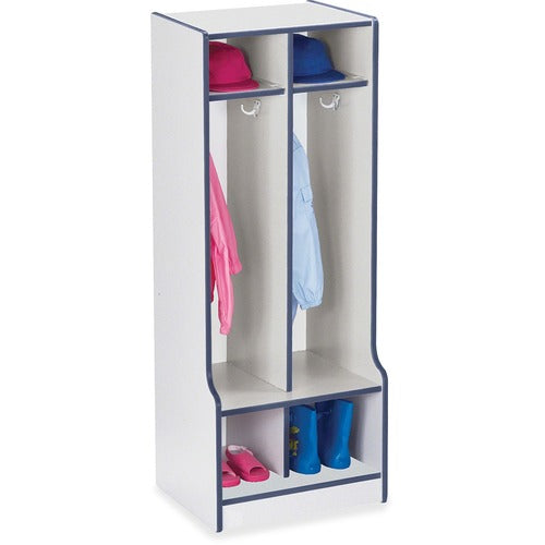 Jonti-Craft, Inc. Coat Locker, w/Step, 2 Section, 50.5"x20"x17.5", Navy