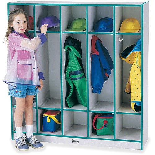 Jonti-Craft, Inc. Coat Locker, 5 Section, 50-1/2"x48"x15", Teal