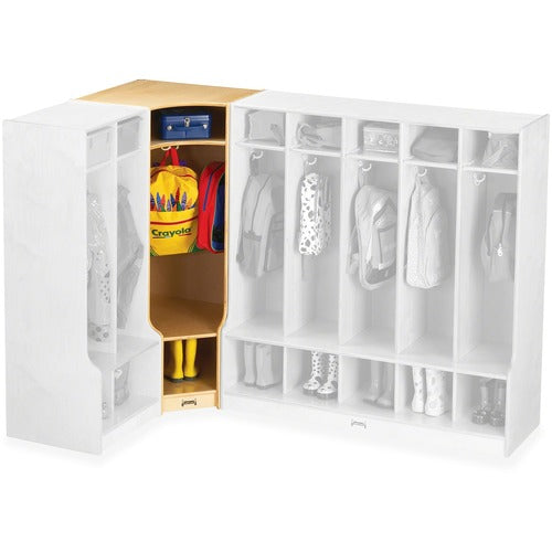 Jonti-Craft, Inc. Corner Coat Locker,w/Step,50-1/2"x24"x17-1/2",Baltic