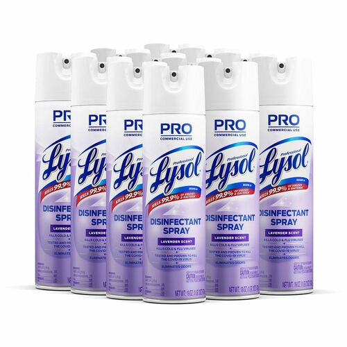 Reckitt Benckiser Pro Lysol Disinfectant Spray, 19oz., 12/CT, Lavender Scent