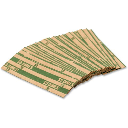 PAP-R Products Flat Coin Wrappers, Dimes, 1000/BX, Green