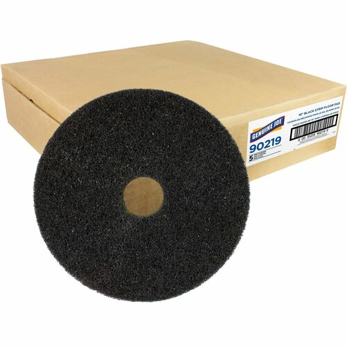 Genuine Joe Floor Pads, f/Heavy-duty Stripping, 19", 5/CT, Black-GJO90219