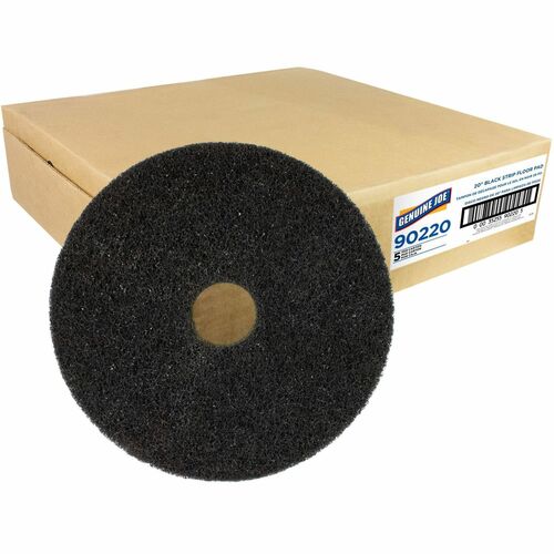 Genuine Joe Floor Pads, f/Heavy-duty Stripping, 20", 5/CT, Black-GJO90220