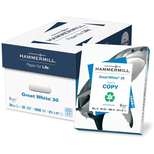 Hammermill Copy Paper,Recycled,20 lb,75GSM,8-1/2"X11",500/RM,400/PL,WE-HAM86700PL
