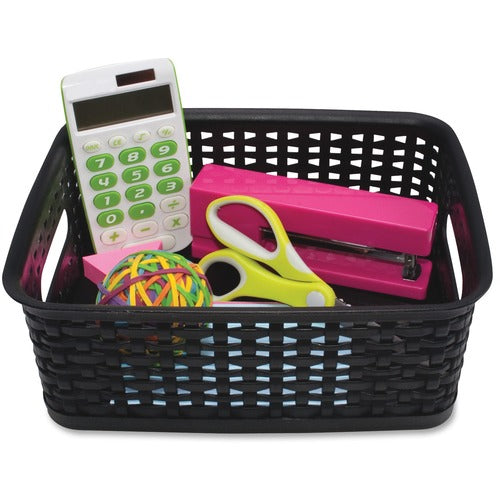 Advantus Corp. Storage Bins, Plastic, Small, 7-1/2"x10"x4", 3/PK, Black