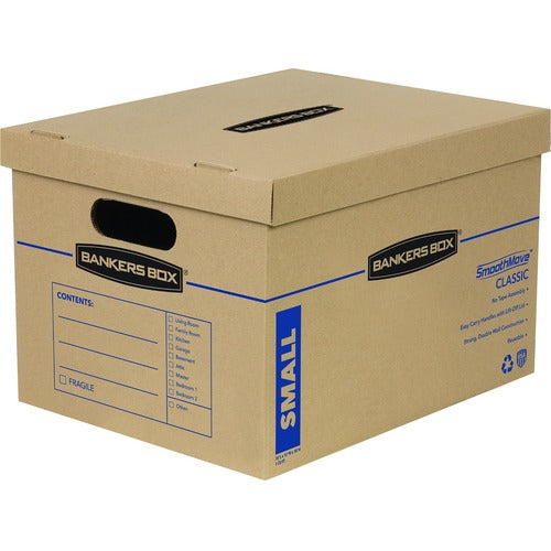 Fellowes SmoothMove Classic Moving/Storage Boxes, Half Slotted Container (HSC), Small, 12" x 15" x 10", Brown/Blue, 15/Carton-FEL7714209