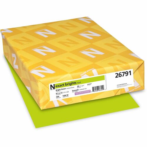 Wausau Papers Color Paper, 50 lb, 8-1/2"x11", 500/PK, Bright Green