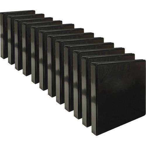 Business Source View Binders, w/ 2 Inside Pockets, 1" Capacity, 12/CT, Black