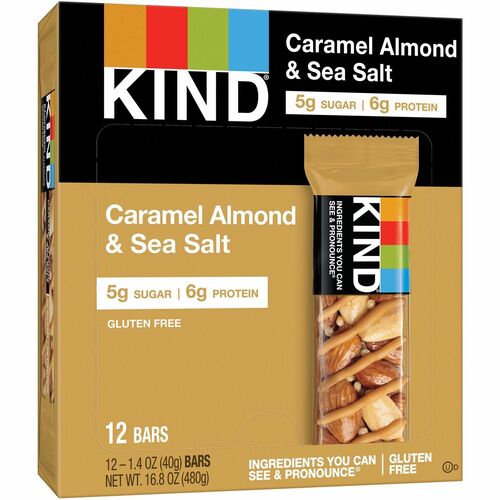 Kind LLC dba Kind Snacks Snack Bars, Caramel Almond/Sea Salt, 1.4oz., 12/BX