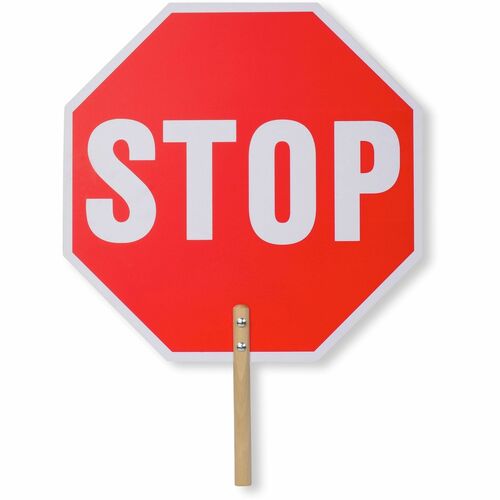Tatco Stop Sign,Handheld,10" Wood Handle,18"x1/5"x18", WE/RD