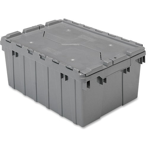 Akro-Mils Container, w/Attached Lid, 8-1/2 Gal, Gray
