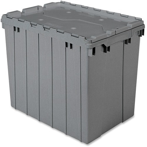 Akro-Mils Container, w/Attached Lid, 17 Gal, Gray